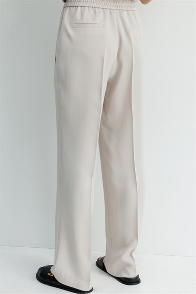 Elastan Kemerli Tek Pile Pantolon