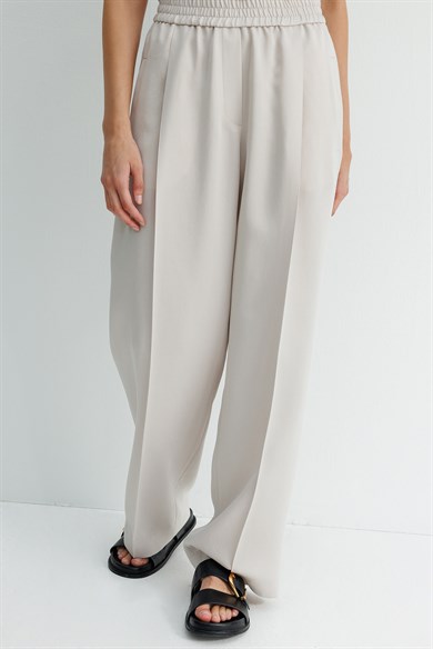 Elastan Kemerli Tek Pile Pantolon