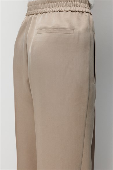 Elastan Kemerli Tek Pile Pantolon