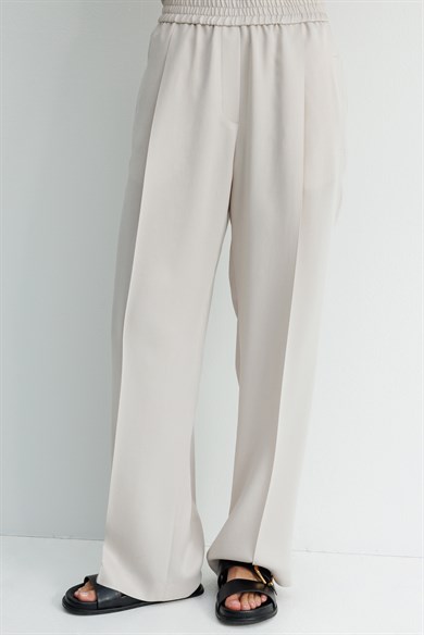 Elastan Kemerli Tek Pile Pantolon