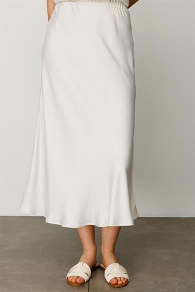 Elastan Kemerli Yırtmaçlı Verev Etek