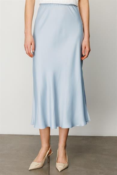 Elastan Kemerli Yırtmaçlı Verev Etek