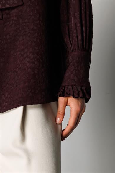 Fularlı Jakarlı Bluz