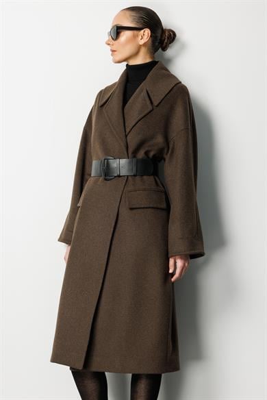 Geniş Yaka Kemerli Manto