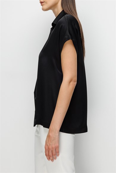 Gömlek Yaka Düşük Kol Bluz