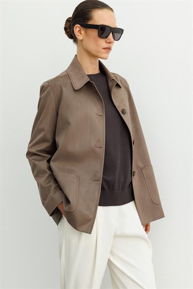 Güderi Görünümlü Dıştan Cepli Ceket