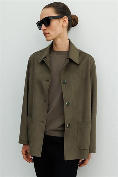 Güderi Görünümlü Dıştan Cepli Ceket