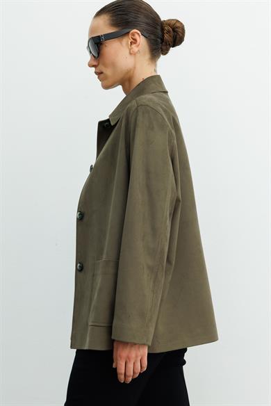 Güderi Görünümlü Dıştan Cepli Ceket