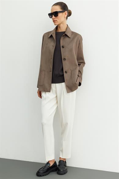 Güderi Görünümlü Dıştan Cepli Ceket