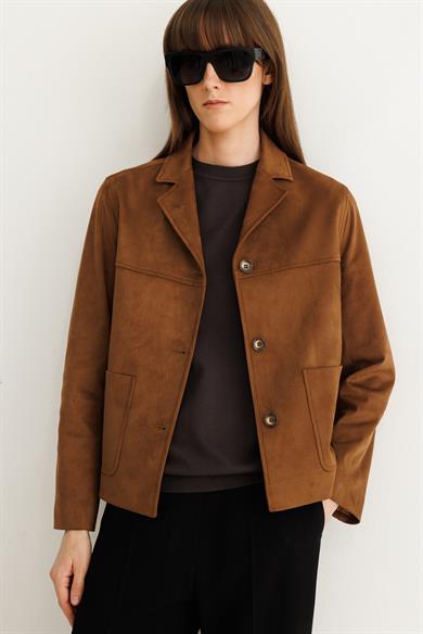 Güderi Görünümlü Dıştan Cepli Kısa Ceket