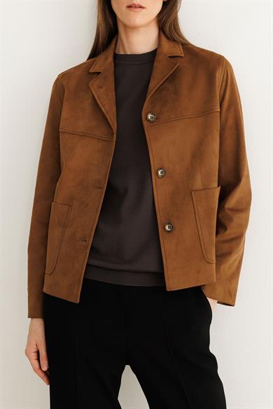 Güderi Görünümlü Dıştan Cepli Kısa Ceket