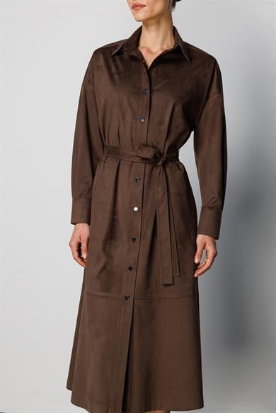 Güderi Görünümlü Kemerli Elbise