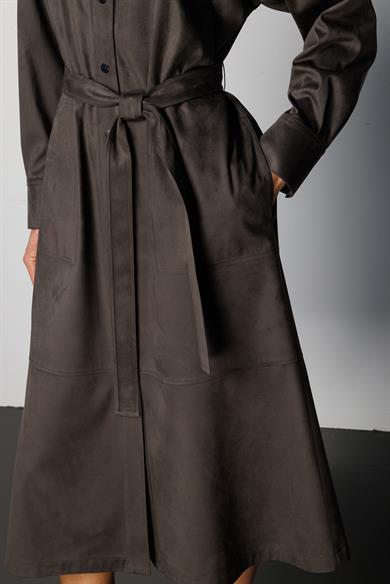 Güderi Görünümlü Kemerli Elbise