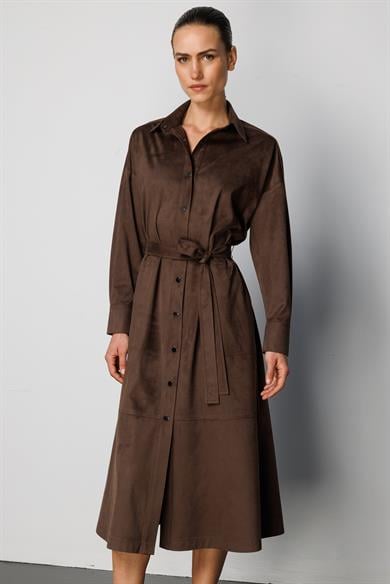 Güderi Görünümlü Kemerli Elbise