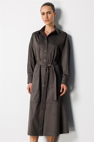 Güderi Görünümlü Kemerli Elbise