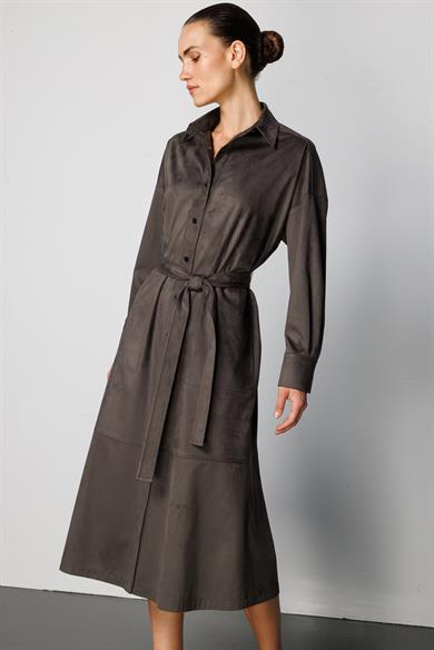Güderi Görünümlü Kemerli Elbise