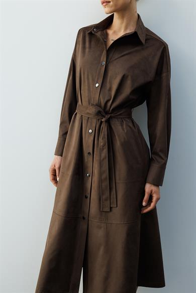 Güderi Görünümlü Kemerli Elbise