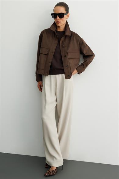 Güderi Görünümlü Kısa Mont