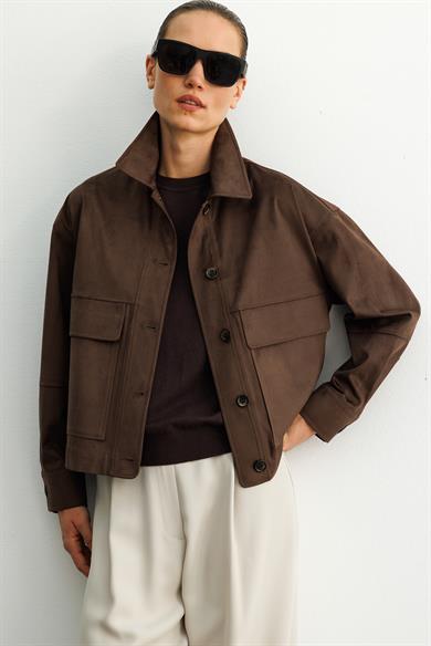 Güderi Görünümlü Kısa Mont