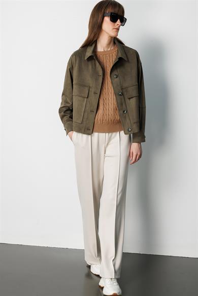 Güderi Görünümlü Kısa Mont