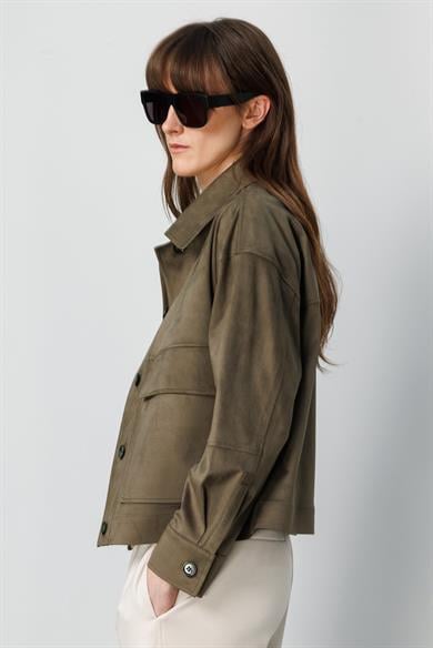 Güderi Görünümlü Kısa Mont