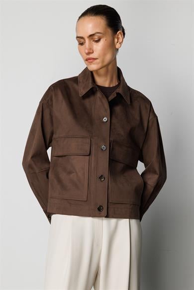 Güderi Görünümlü Kısa Mont