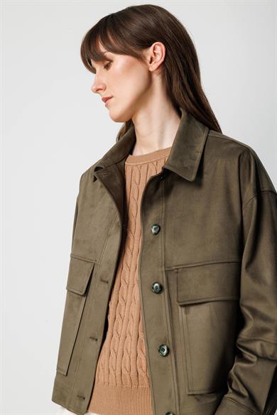 Güderi Görünümlü Kısa Mont