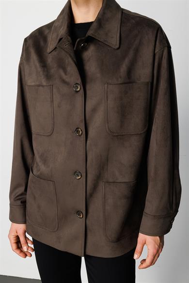 Güderi Görünümlü Manşetli Ceket