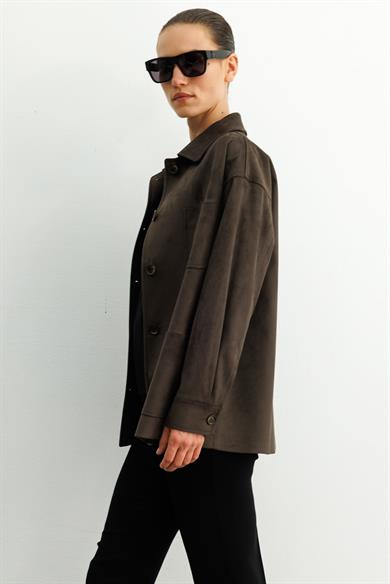 Güderi Görünümlü Manşetli Ceket