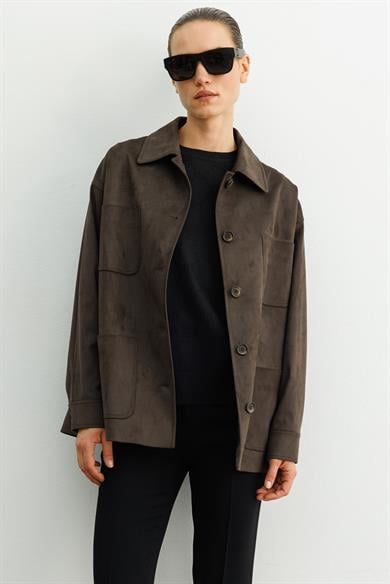 Güderi Görünümlü Manşetli Ceket