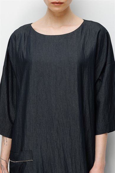 Kayık Yaka Cepli Elbise