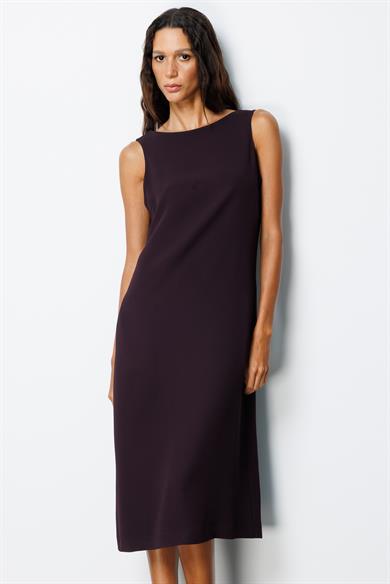 Kayık Yaka Kolsuz Midi Elbise