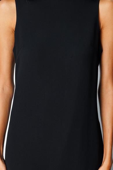 Kayık Yaka Kolsuz Midi Elbise