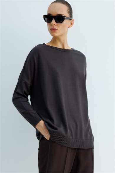 Kayık Yaka Oversize Triko