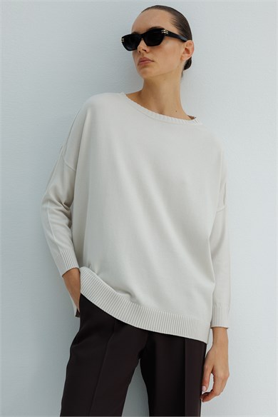 Kayık Yaka Oversize Triko