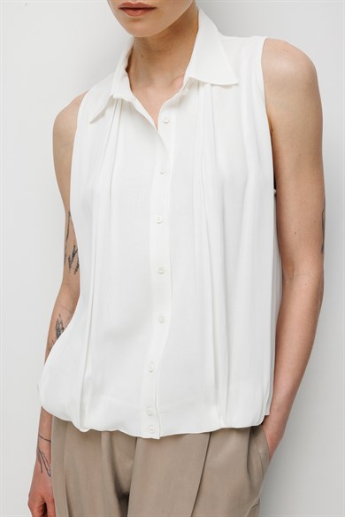 Kolsuz Drapeli Şifon Bluz