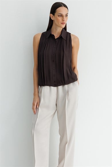 Kolsuz Drapeli Şifon Bluz