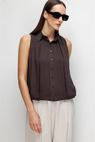 Kolsuz Drapeli Şifon Bluz