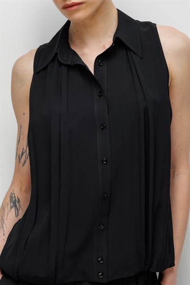 Kolsuz Drapeli Şifon Bluz