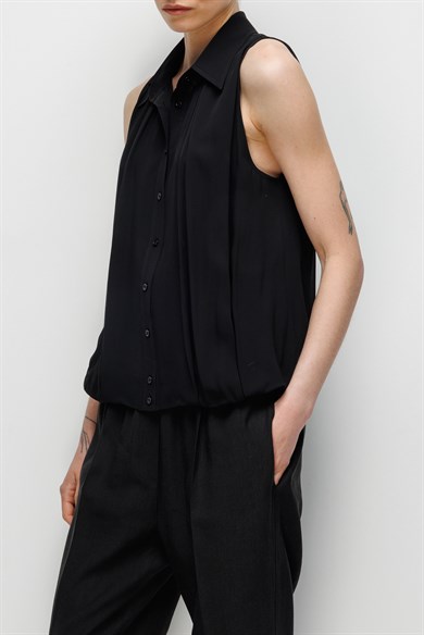 Kolsuz Drapeli Şifon Bluz