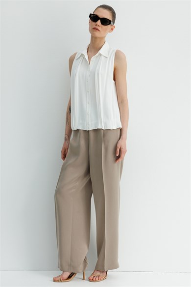 Kolsuz Drapeli Şifon Bluz