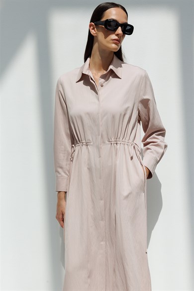 Kordonlu Gömlek Elbise