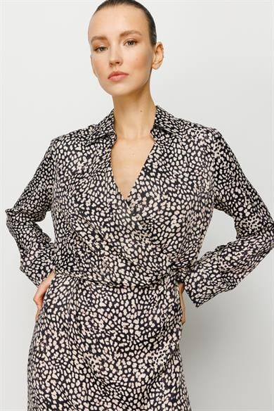 Kruvaze Empirme Saten Elbise