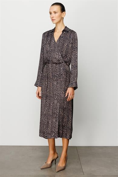 Kruvaze Empirme Saten Elbise