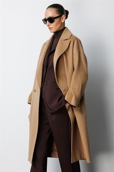 Kruvaze Kemerli Manto