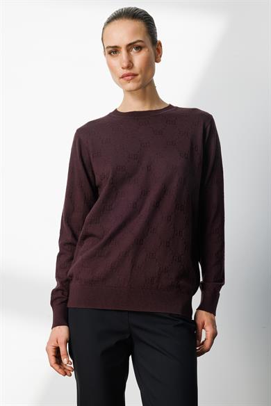 O Yaka Jakarlı Uzun Kol Triko