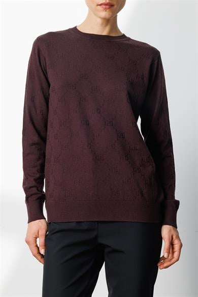 O Yaka Jakarlı Uzun Kol Triko