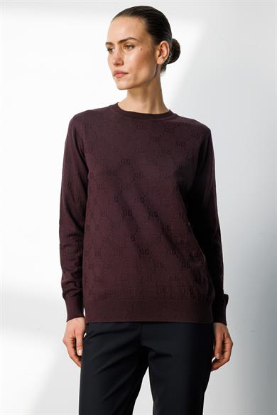 O Yaka Jakarlı Uzun Kol Triko