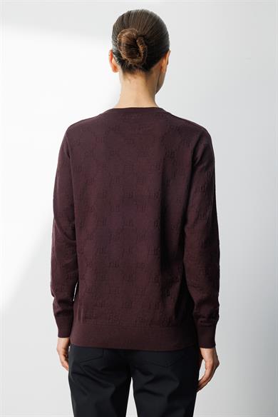 O Yaka Jakarlı Uzun Kol Triko