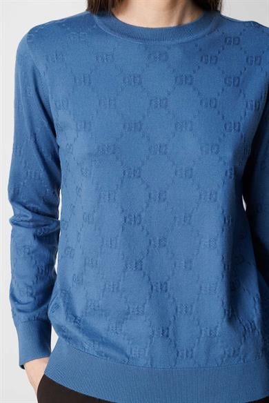 O Yaka Jakarlı Uzun Kol Triko